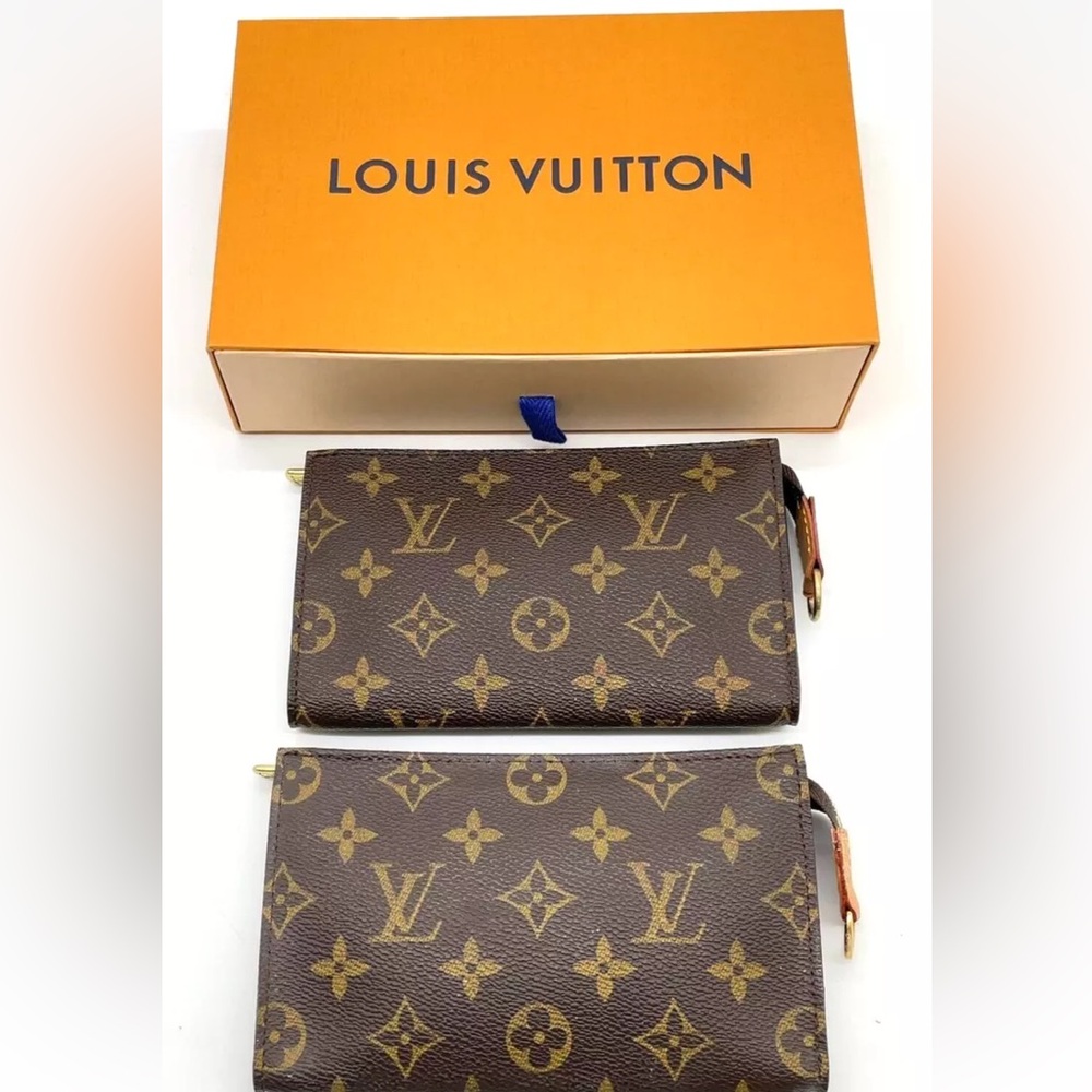 Auth Louis Vuitton Monogram Bucket Pouch M42238 SEt 2 W/B EE100148-1